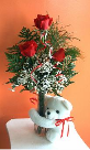 3 rose bear bud vase $50